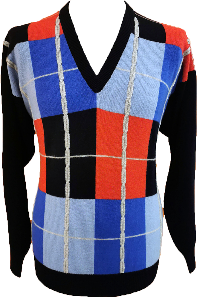 Westaway - 2ply cashmere v neck box intarsia pullover